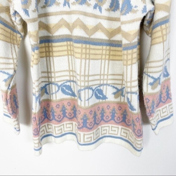VINTAGE KEREN Pastel Abstract Knit Crewneck Grandma Sweater Slouchy Oversized - Picture 4 of 8
